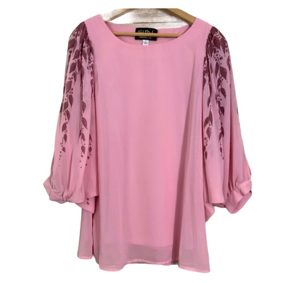Bob Mackie Tops - Bob Mackie Wearable Art Pink Peasant Sleeve Blouse Art to Wear Barbiecore